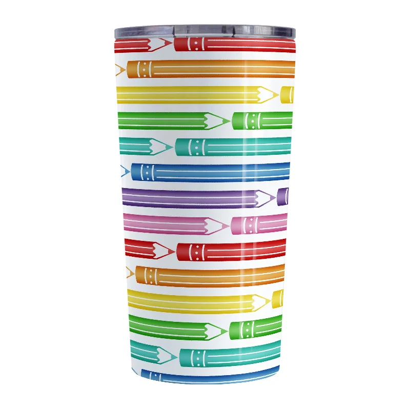 personalized ceramic mug -Colored Pencils Pattern Tumbler Cup