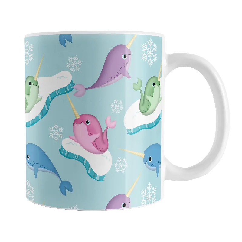 cute coffee cup with design -Colorful Arctic Narwhal Pattern Mug