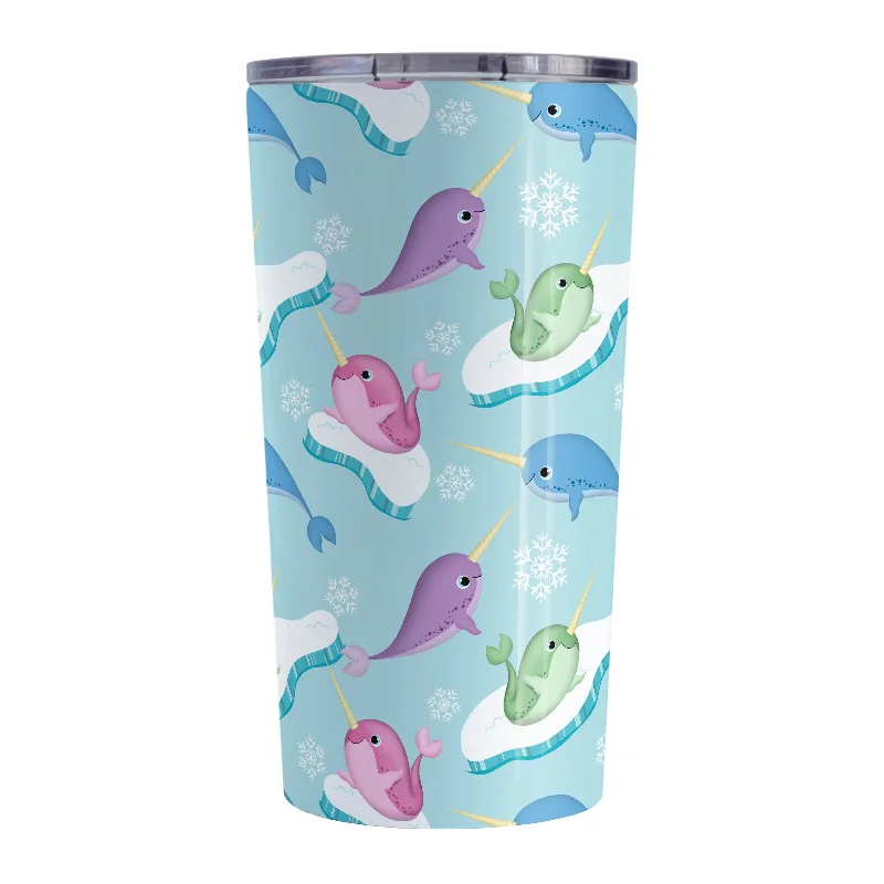 black ceramic coffee mug -Colorful Arctic Narwhal Pattern Tumbler Cup