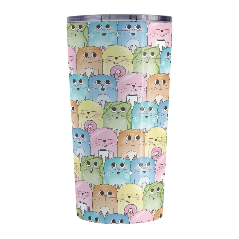 ceramic coffee mug -Colorful Cat Stack Pattern Tumbler Cup