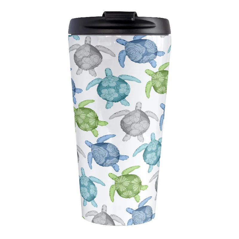 silicone coffee mug -Cool Sea Turtles Pattern Travel Mug