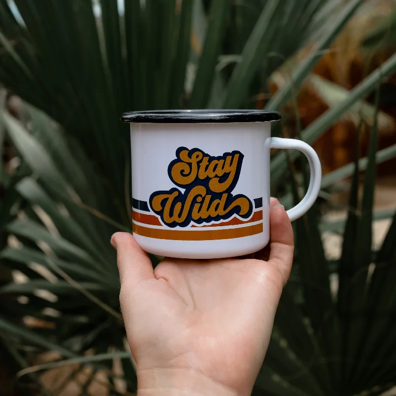 travel coffee cup -Retro Stay Wild Enamel Coffee Mug