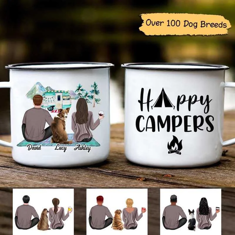 cute tea mug -Couple Camping With Dog Personalized Campfire Mug