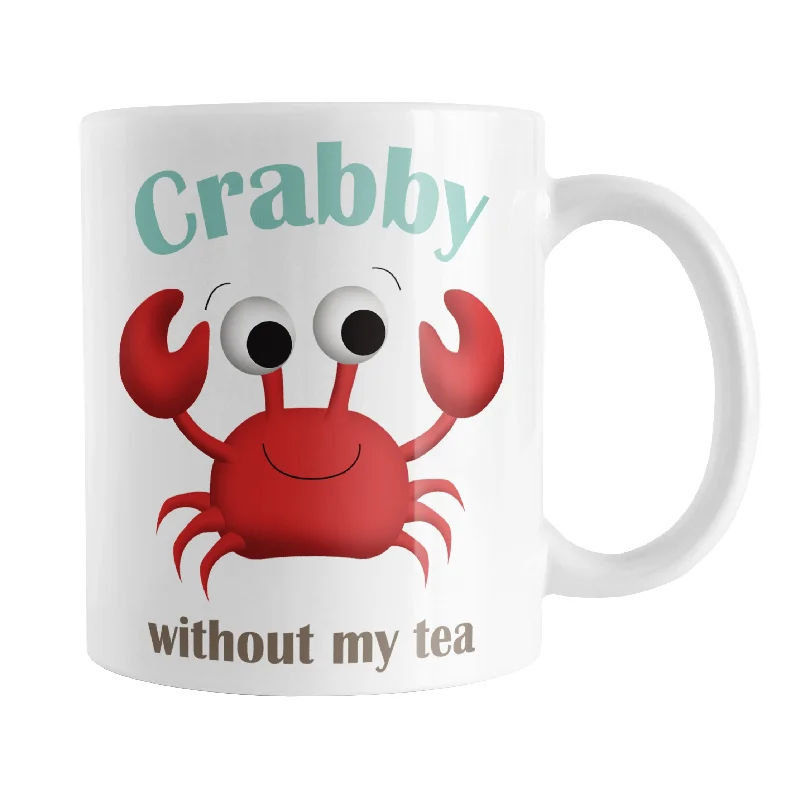 coffee cup with floral design -Crabby without my Tea - Cute Crab Mug