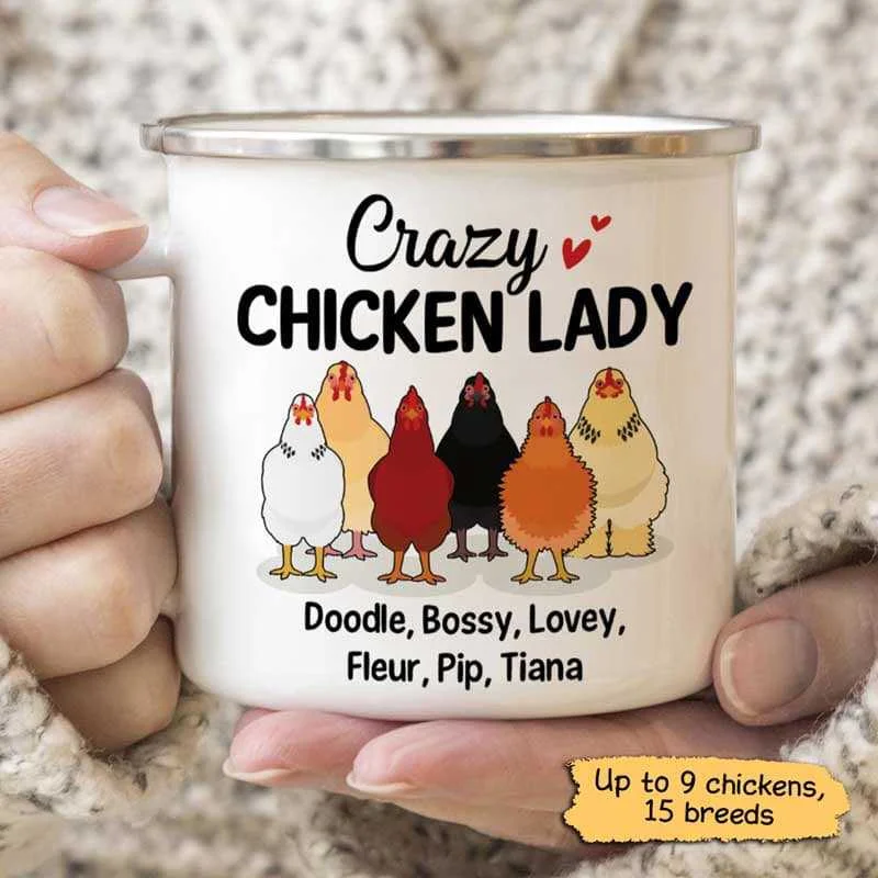 funny ceramic coffee mug -Crazy Chicken Lady Personalized Campfire Mug