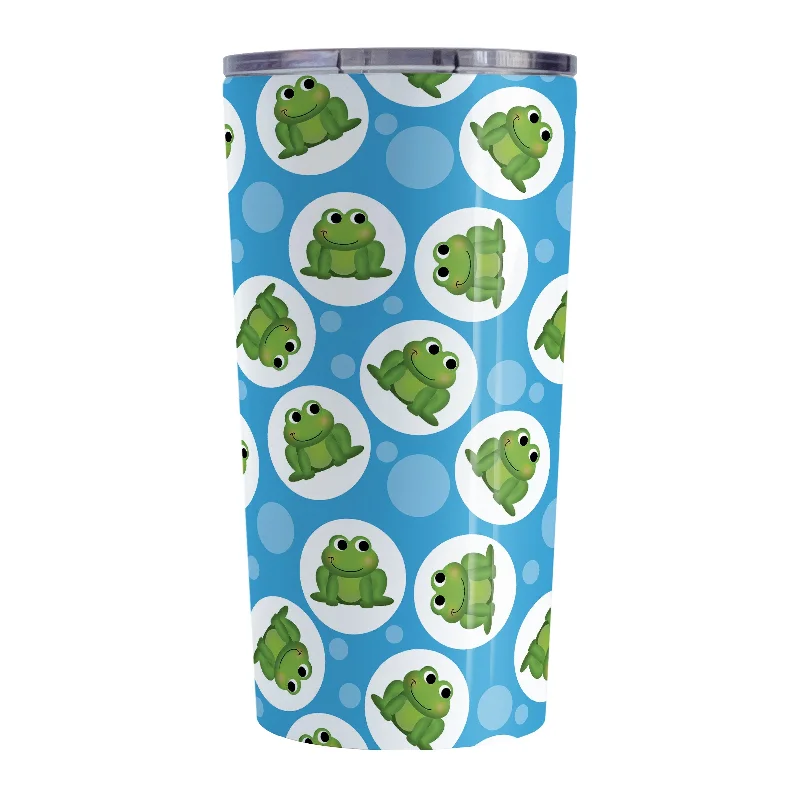 glass mug for tea -Cute Blue Frog Pattern Tumbler Cup