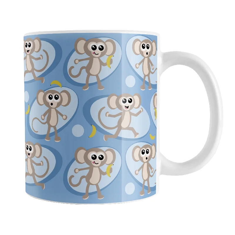 travel mugs for cold beverages -Cute Blue Monkey Pattern Mug