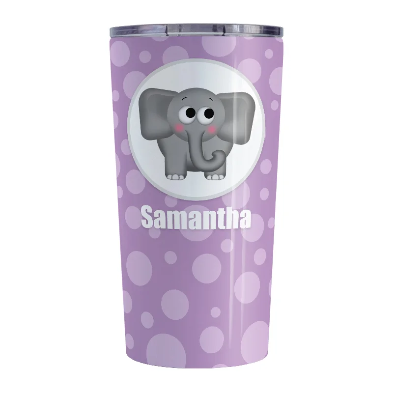 coffee mug with funny quote -Personalized Cute Elephant Bubbly Purple Tumbler Cup