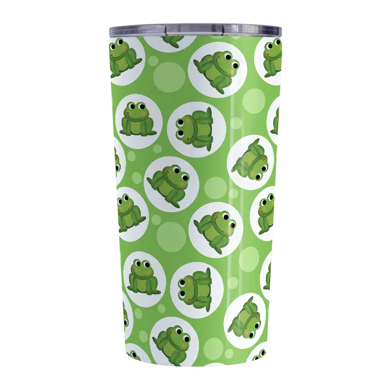 insulated cup for hot drinks -Cute Green Frog Pattern Tumbler Cup