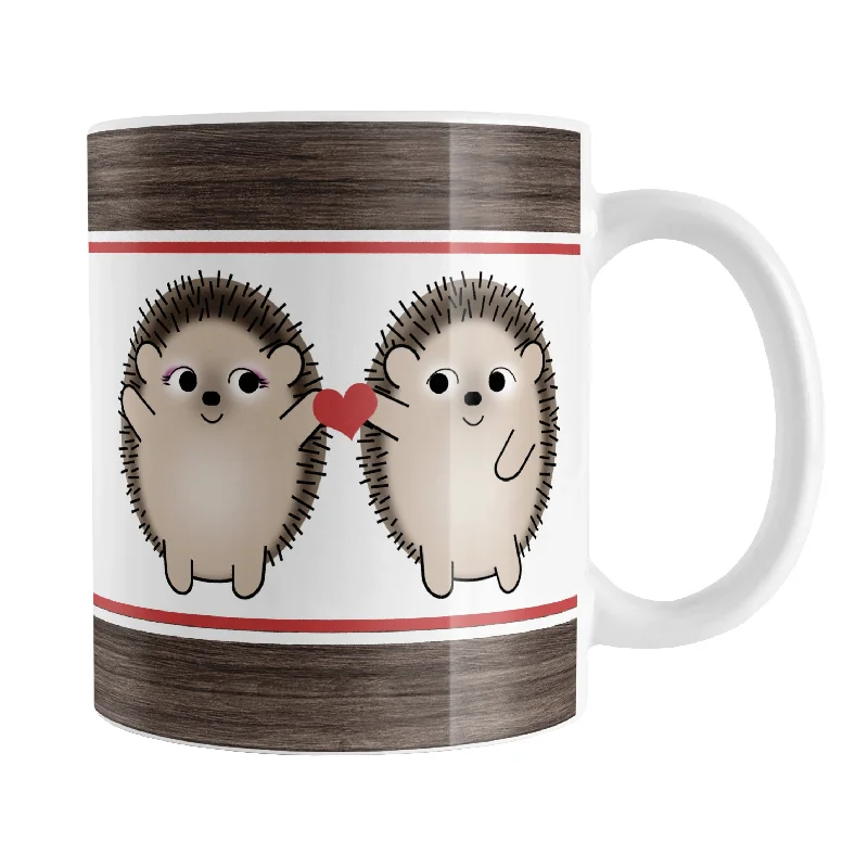 funny coffee cup for work -Cute Hedgehogs Holding Red Heart Mug