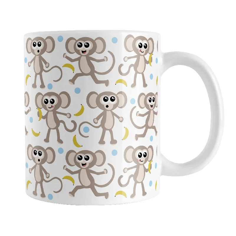 gold coffee mug -Cute Monkey Pattern with Blue Dots Mug