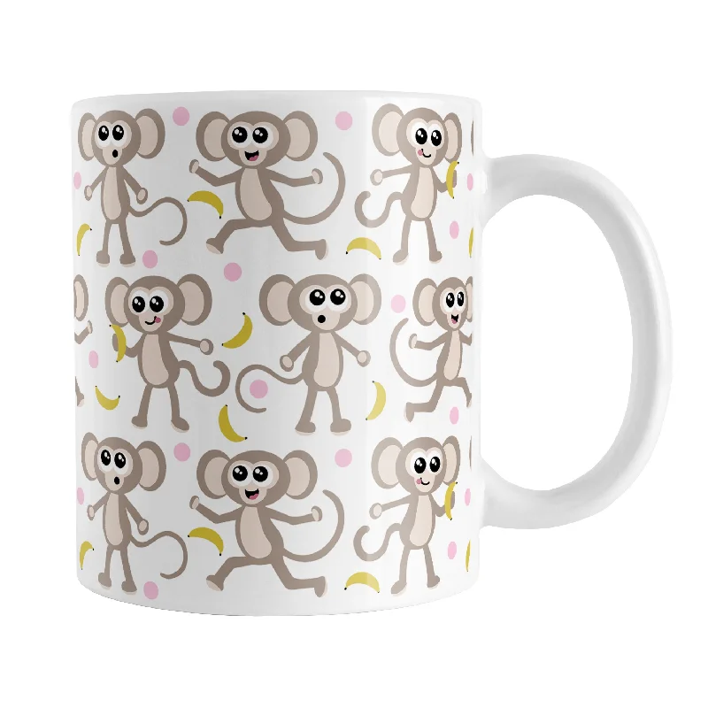 bamboo coffee mug -Cute Monkey Pattern with Pink Dots Mug