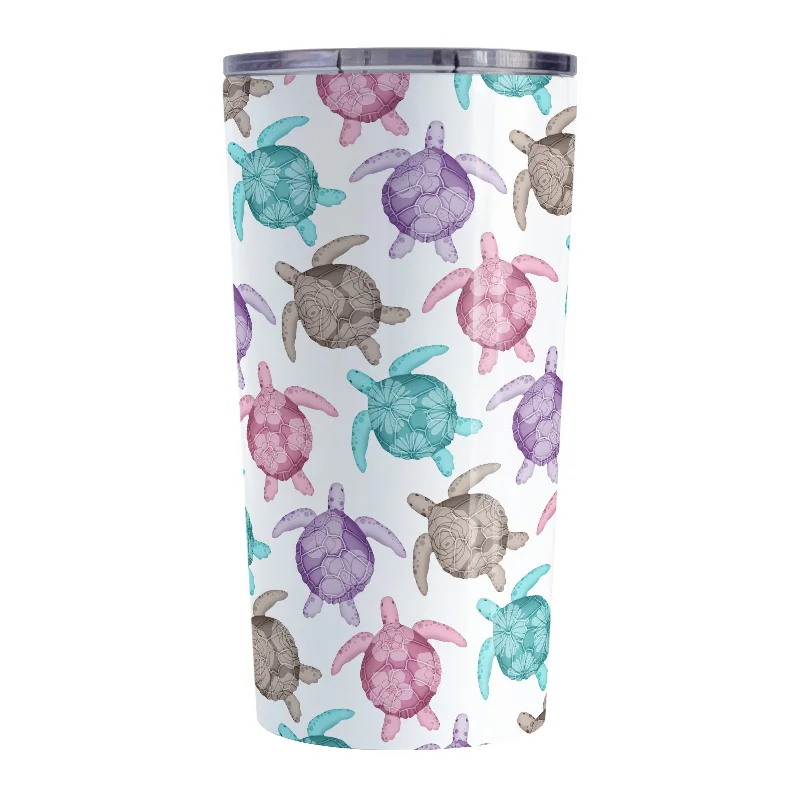 stackable mugs for coffee -Cute Sea Turtles Pattern Tumbler Cup