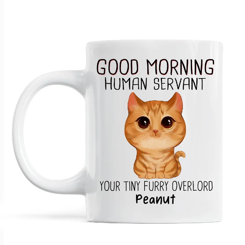 best gift coffee mug -Watercolor Cute Cats Good Morning Cat Human Servant Personalized Mug