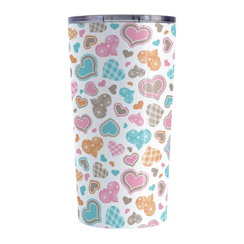 tea cup and saucer set -Cutesy Hearts Pattern Tumbler Cup