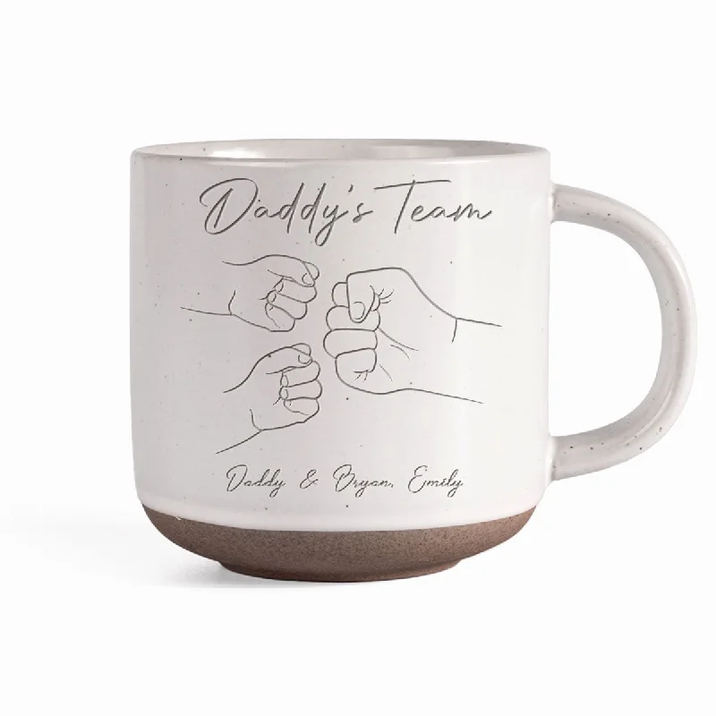 personalized tea mug -Daddy's Team Fist Bump Personalized Pottery Mug