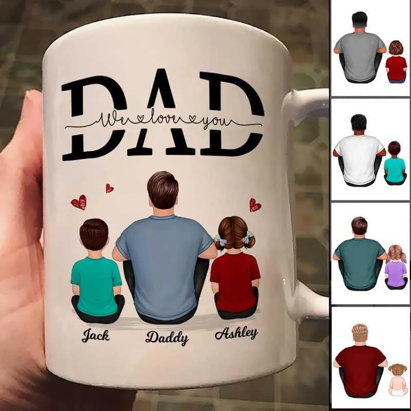 travel mug with straw -Dad We Love You Personalized Mug, Gift For Dad, Husband