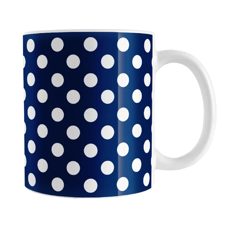 personalized travel cup -Dark Blue Polka Dot Mug