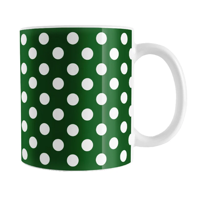 cold drink coffee mug -Dark Green Polka Dot Mug