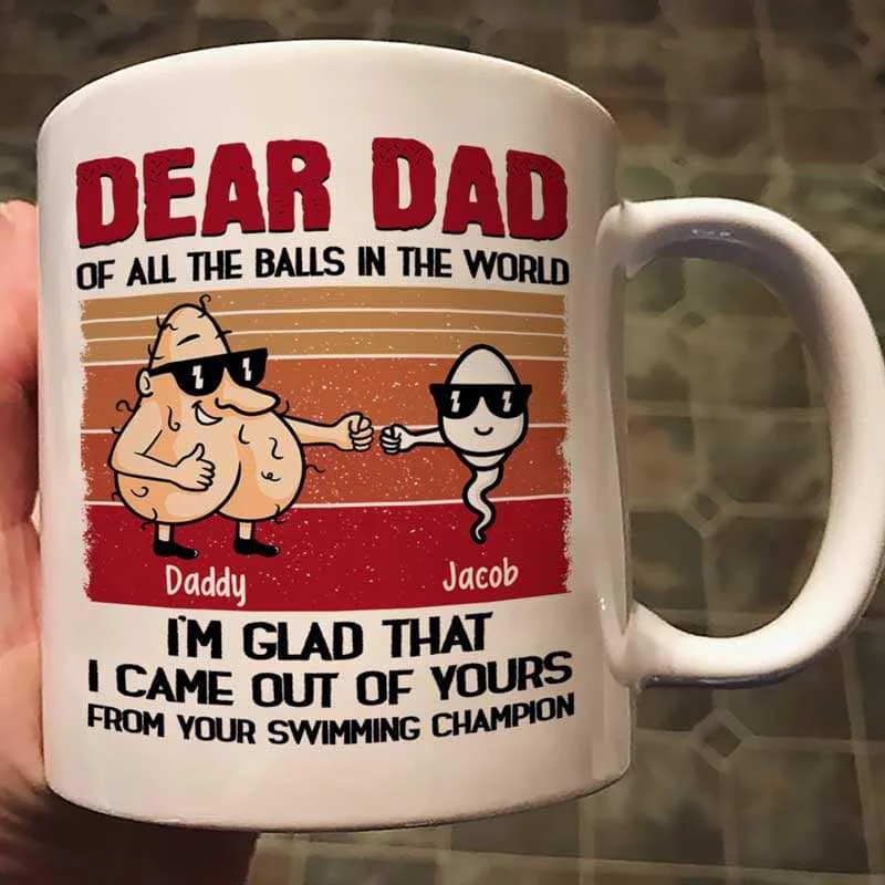 coffee cup with design -Dear Dad From Your Swimming Champion Personalized Mug