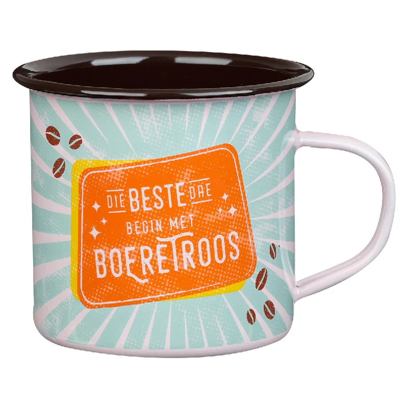 durable coffee mug -Die Beste Dae Begin Met Boeretroos Enamel Camper Mug