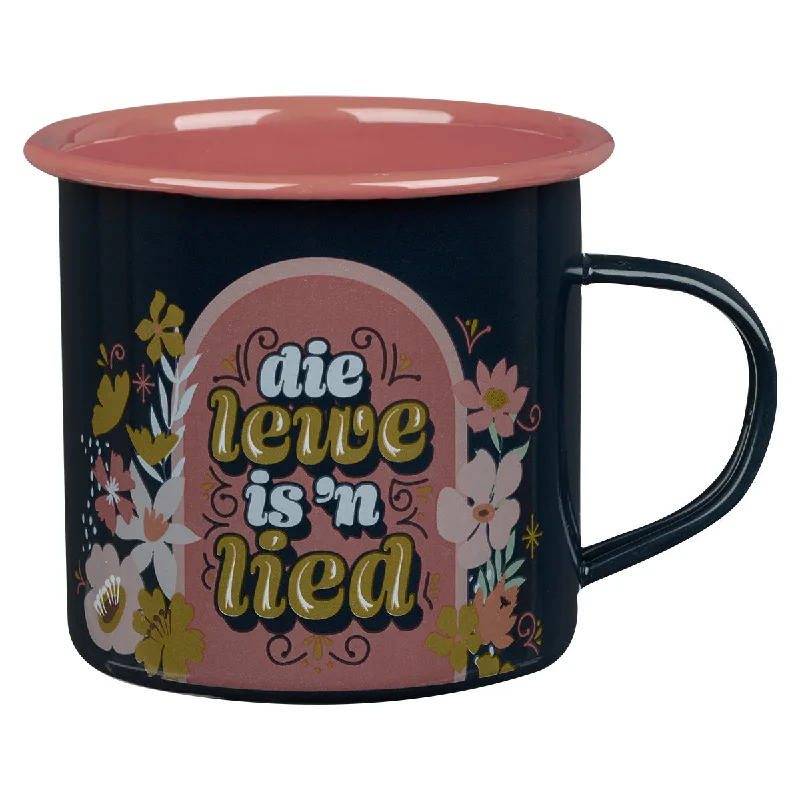 stylish coffee mug -Die Lewe Is 'n Lied Afrikaans Enamel Camper Mug