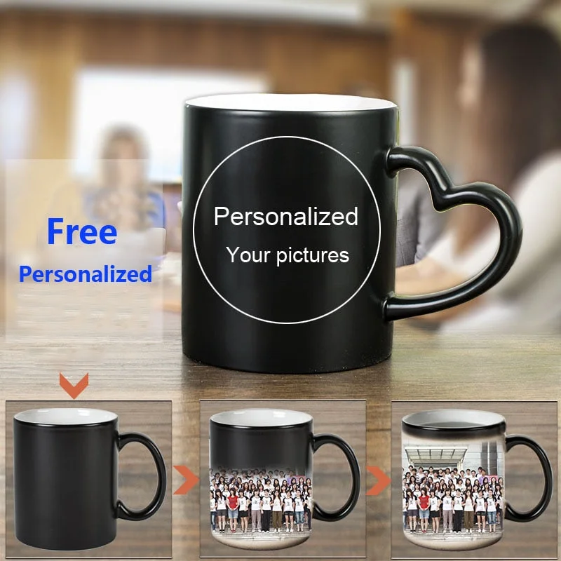 simple coffee mug -DIY Personalized Magic Mug Heat Sensitive Ceramic Mugs Color Changing Coffee Mugs Milk Cup Gift Print Pictures H1228