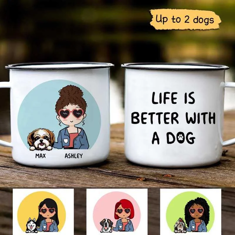 oversized tea cup -Dog Mom Chibi Girl Cute Personalized Campfire Mug