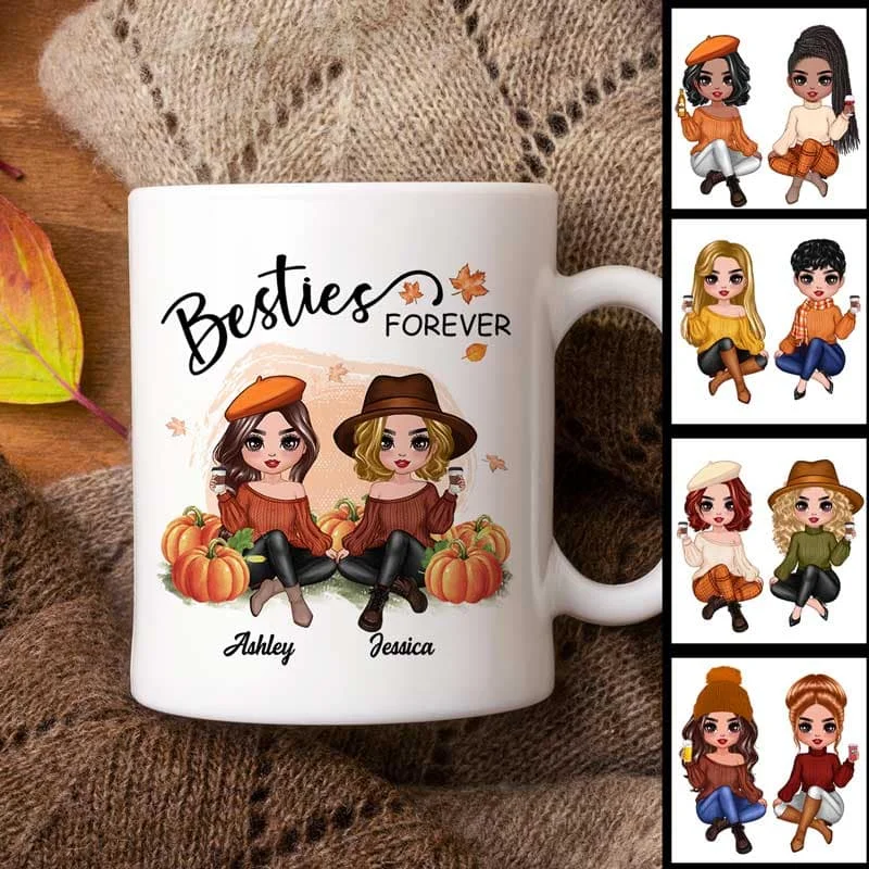 quirky coffee mug -Doll Best Friends In The Pumpkin Patch Personalized Mug