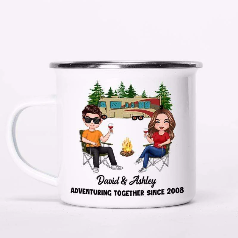 eco-friendly tea mug -Doll Camping Couple Adventuring Together Gift For Him For Her Personalized Campfire Mug