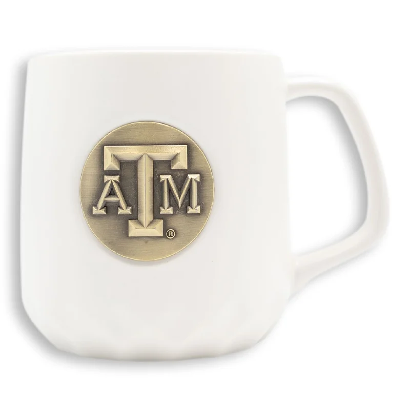 coffee cup with cute design -Texas A&M White And Gold Emblem 12oz Mug