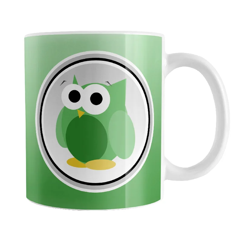 stainless steel coffee mug -Funny Cute Green Owl Mug