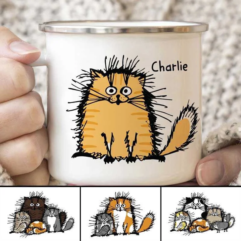 coffee cup with design -Funny Cat Personalized Campfire Mug