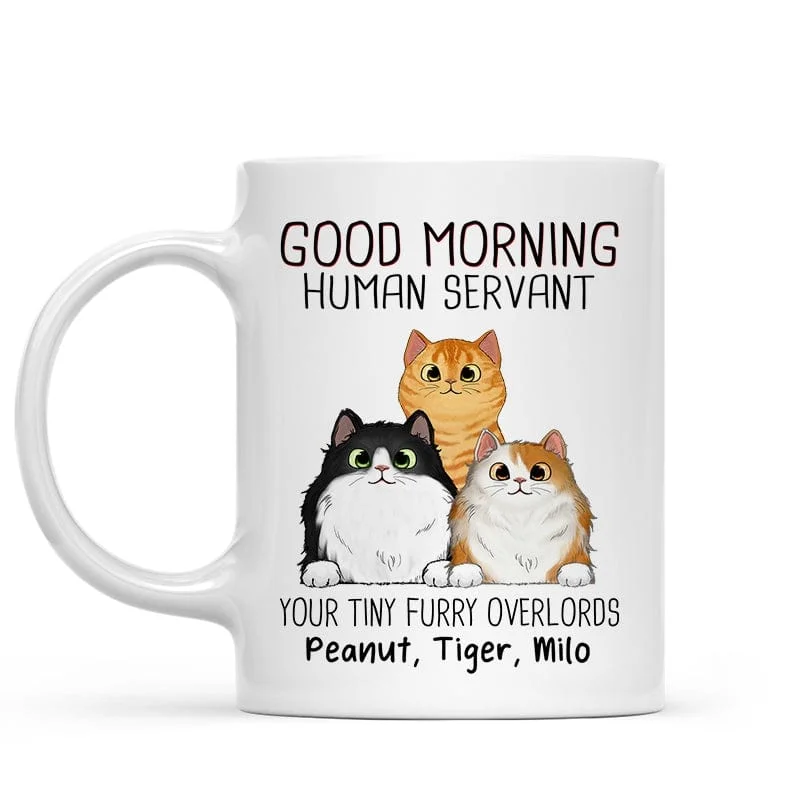 outdoor coffee mug -Good Morning Cat Human Servant Personalized Mug