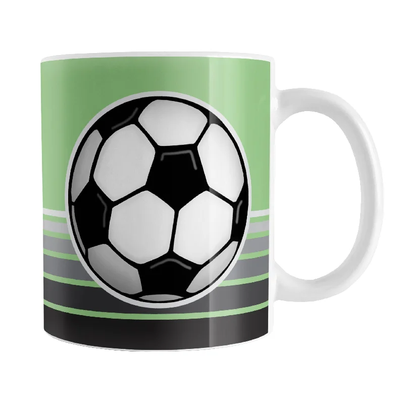 unique mugs for coffee lovers -Gray Gradient Lined Green Soccer Ball Mug