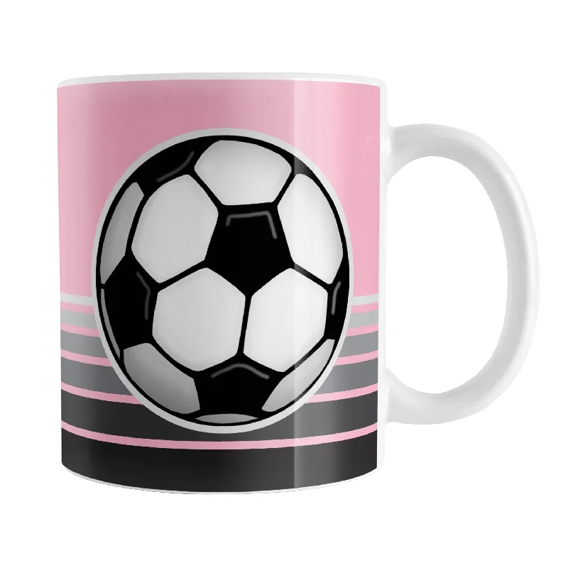 retro coffee mug -Gray Gradient Lined Pink Soccer Ball Mug