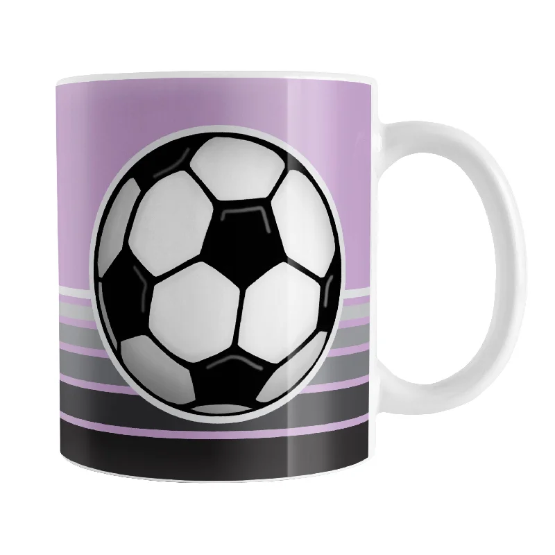 holiday coffee mug -Gray Gradient Lined Purple Soccer Ball Mug