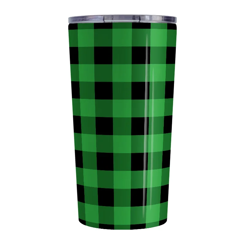 rustic coffee mug -Green and Black Buffalo Plaid Tumbler Cup