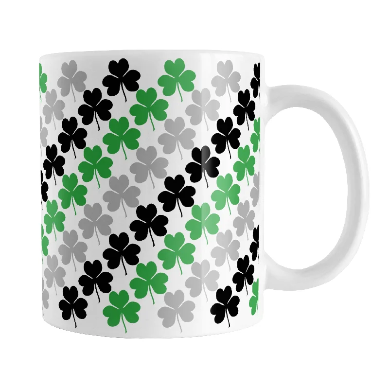 custom coffee mug -Green Black and Gray Clovers Mug