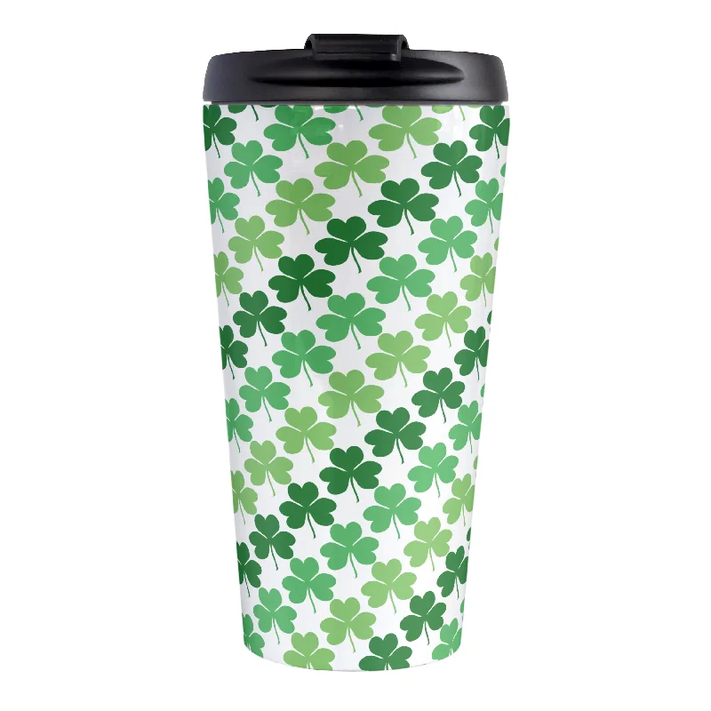 personalized coffee cup -Green Clovers Travel Mug