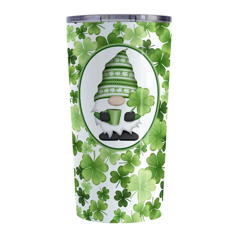 tea cup and saucer set -Green Gnome Shamrocks Tumbler Cup