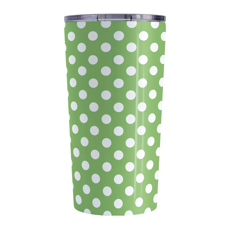 elegant coffee mug -Green Polka Dot Tumbler Cup