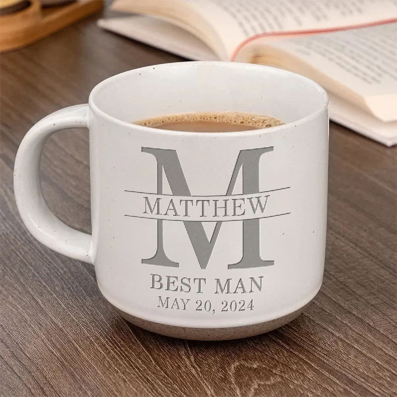 gift coffee mugs -Groom Man Engraved Old Fashion Personalized Pottery Mug, Best Man Gift