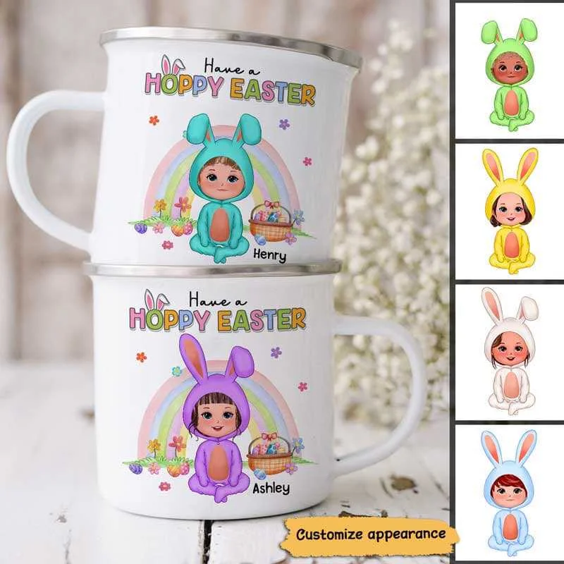 handmade ceramic mug -Have A Hoppy Easter Gift For Kids Children Grandchildren Personalized Campfire Mug