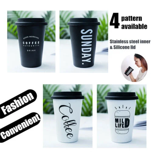 custom logo mug -HIRIGIN Stainless Steel Mug Portable Travel Tumbler Coffee Ice Cup With Drinking Lid