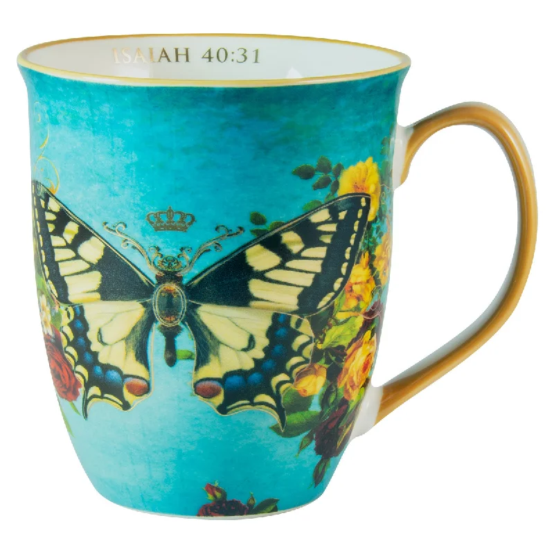 ceramic coffee mug -Hope Butterfly Ceramic Mug - Isaiah 40:31