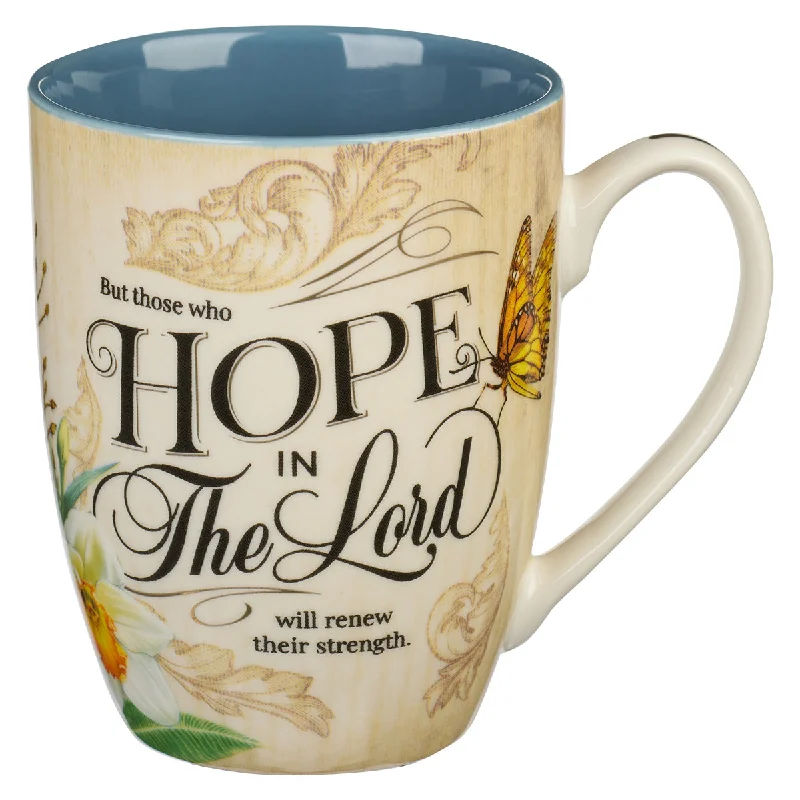 pink coffee mug -Hope In The Lord Ceramic Mug - Isaiah 40:31