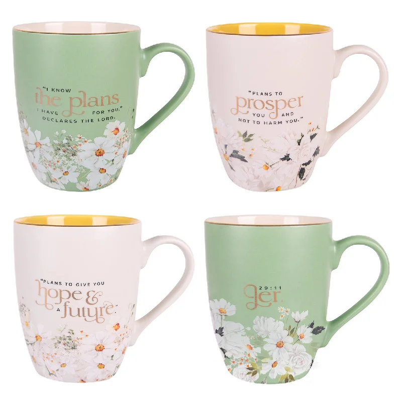 insulated cup for hot drinks -I Know the Plans Four-Piece Ceramic Mug Set