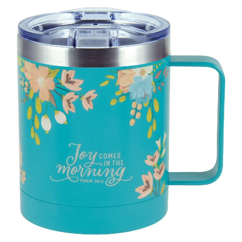 custom travel coffee mug -Joy Comes In The Morning Stainless Steel Travel Mug - Psalms 30:5