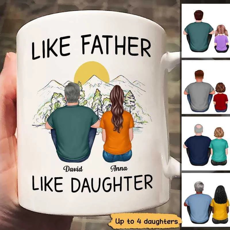 black coffee mug -Like Father Like Daughter Back View Mountain View Personalized Mug